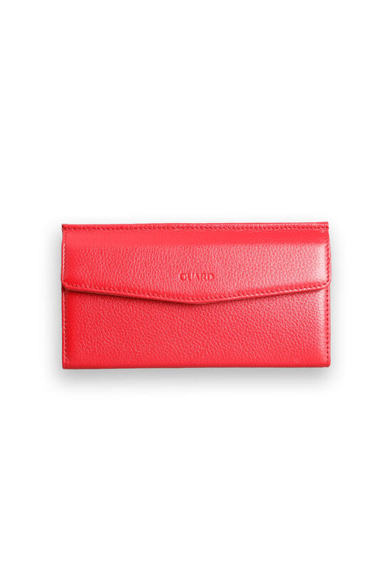 Guard Red Leather Women's Wallet with Phone Entry
