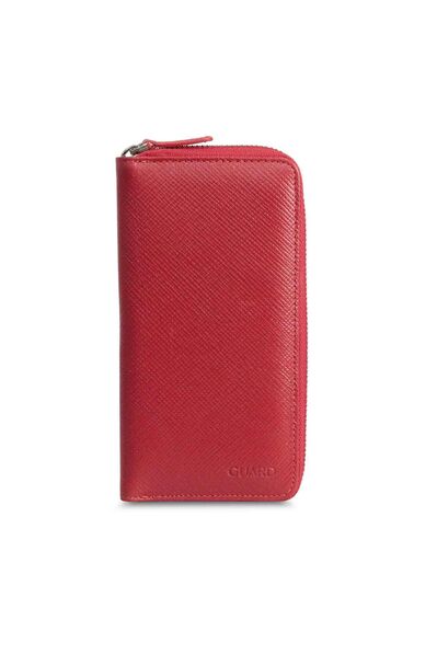 Guard Red Safiano Zippered Portfolio Wallet - Thumbnail