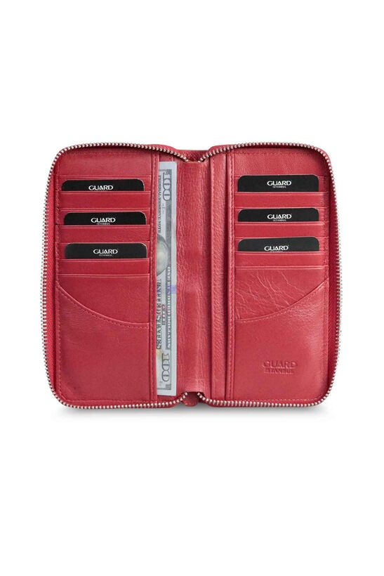 Guard Red Safiano Zippered Portfolio Wallet
