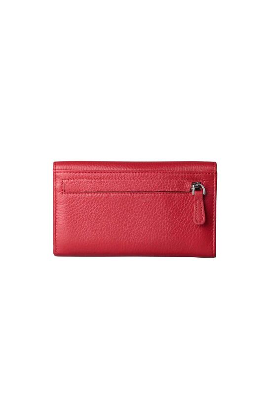 Guard Red Snap Fastener Genuine Leather Women's Wallet