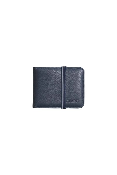 Guard Elastic Sport Genuine Leather Navy Blue Wallet - Thumbnail