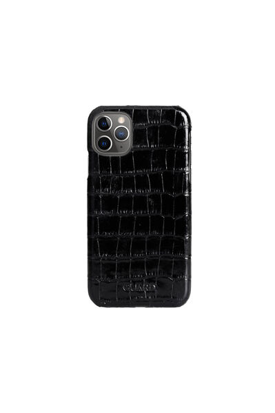 Guard Siyah Croco iPhone 11 Hakiki Deri Telefon Kılıfı - Thumbnail