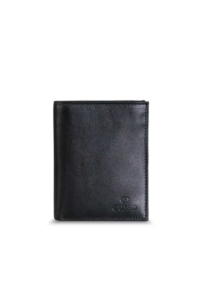 Guard Slim Black Vertical Leather Men's Wallet - Thumbnail