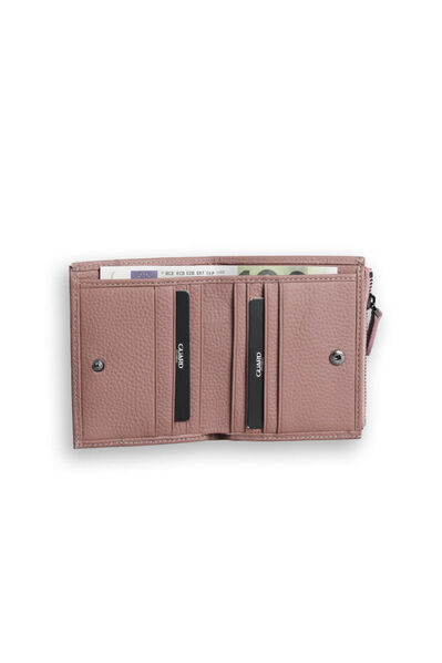 Guard Small Size Rose Color Coin Compartment Genuine Leather Women's Wallet - Thumbnail