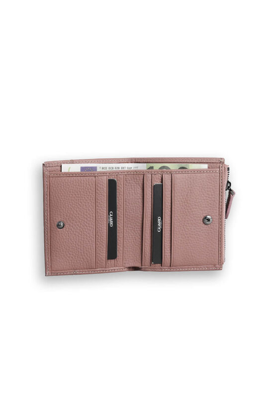 Guard Small Size Rose Color Coin Compartment Genuine Leather Women's Wallet