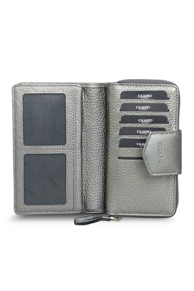 Guard Small Size Silver Leather Women's Wallet - Thumbnail
