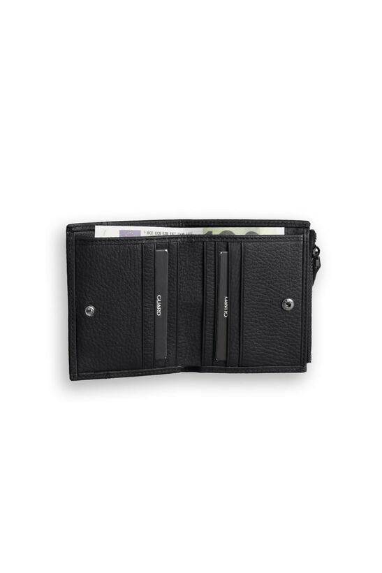 Guard Small Size Black Coin Compartment Genuine Leather Women's Wallet