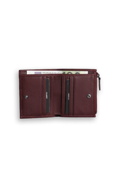 Guard - Guard Small Size Burgundy Coin Compartment Genuine Leather Women's Wallet (1)