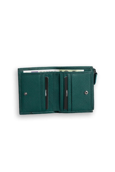 Guard Small Size Green Coin Compartment Genuine Leather Women's Wallet - Thumbnail