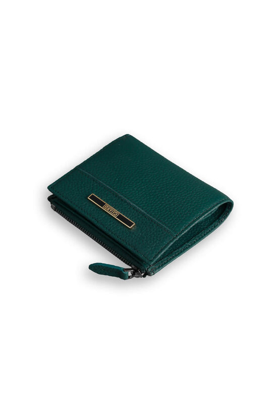 Guard Small Size Green Coin Compartment Genuine Leather Women's Wallet
