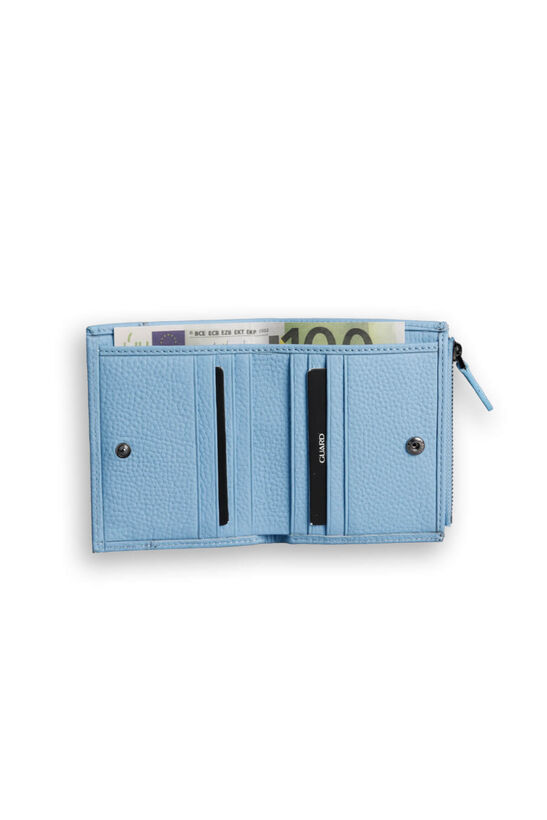Guard Small Size Ice Blue Coin Compartment Genuine Leather Women's Wallet