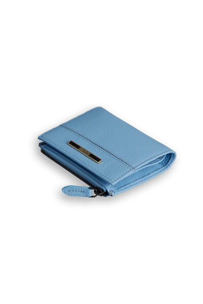 Guard Small Size Ice Blue Coin Compartment Genuine Leather Women's Wallet - Thumbnail