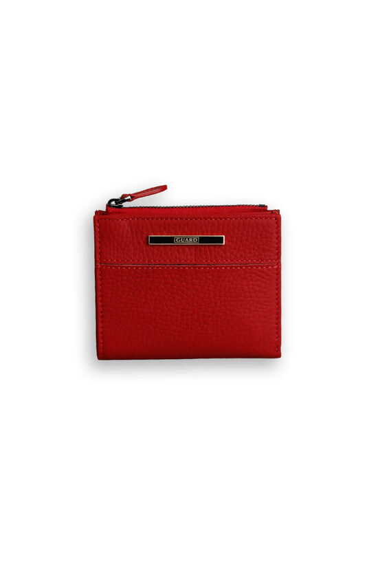 Guard Small Size Red Coin Compartment Genuine Leather Women's Wallet