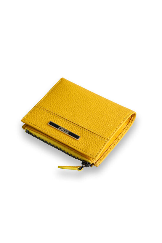 Guard Small Size Yellow Coin Compartment Genuine Leather Women's Wallet