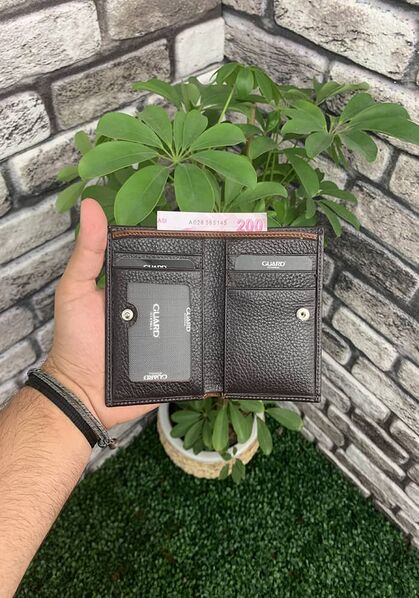 Guard Tan-Brown Leather Wallet With Snap Fastener - Thumbnail