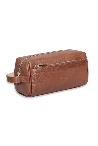 Guard Tan Double Compartment Genuine Leather Unisex Handbag - Thumbnail