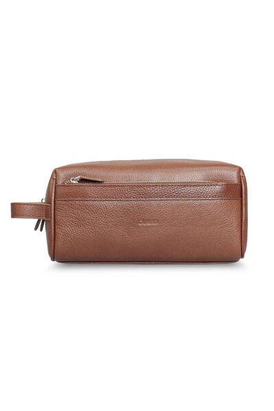 Guard Tan Double Compartment Genuine Leather Unisex Handbag - Thumbnail