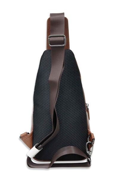 Guard Tan Genuine Leather Crossbody Bag - Thumbnail