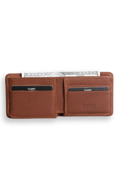 Guard - Guard Tan Matte Sport Special Stitching Patterned Leather Men's Wallet (1)