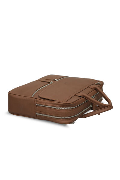 Guard Tan Mega Size Laptop Entry Genuine Leather Briefcase - Thumbnail