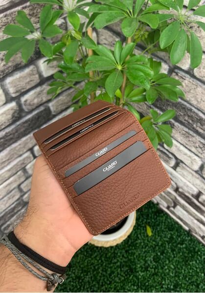 Guard Tan Paste Design Leather Card Holder - Thumbnail