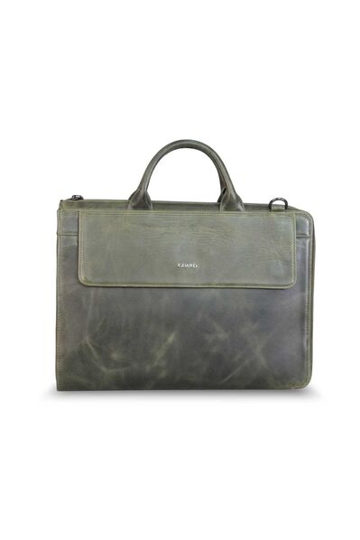 Guard Slim Antique Green Genuine Leather Briefcase - Thumbnail