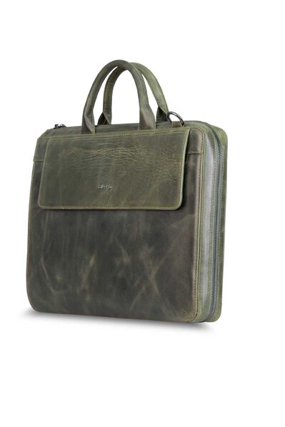 Guard - Guard Slim Antique Green Genuine Leather Briefcase (1)