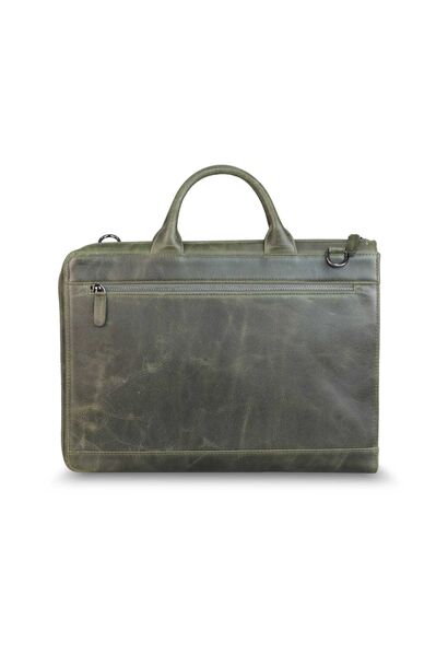 Guard Slim Antique Green Genuine Leather Briefcase - Thumbnail
