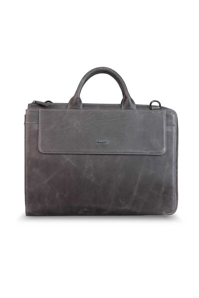 Guard Slim Antique Gray Genuine Leather Briefcase - Thumbnail