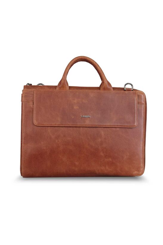 Guard Thin Antique Tan Genuine Leather Briefcase