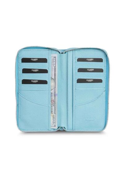 Guard Turquoise Safiano Zippered Portfolio Wallet - Thumbnail