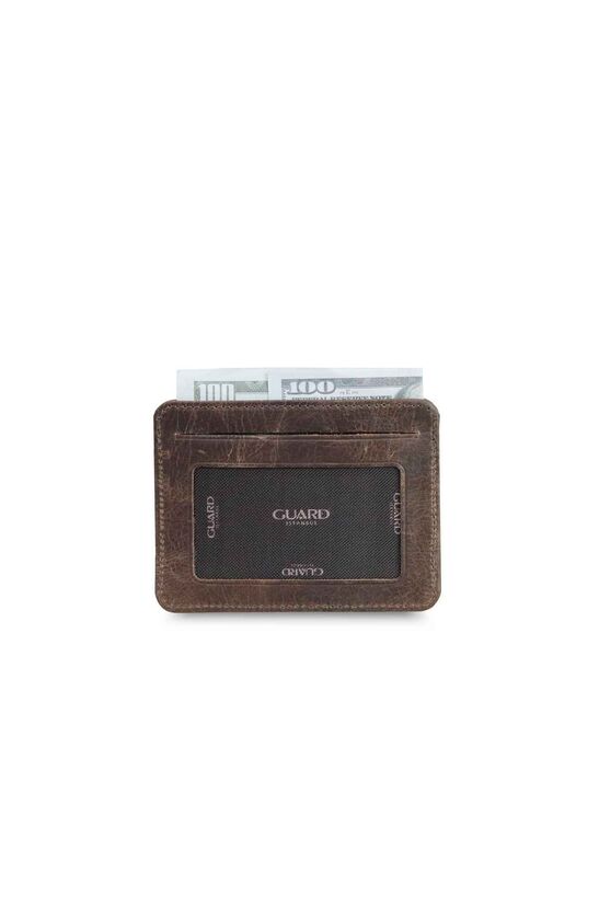 Guard Vertical Crazy Brown Leather Card Holder