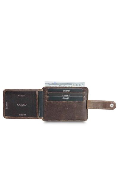 Guard Vertical Crazy Brown Leather Card Holder - Thumbnail
