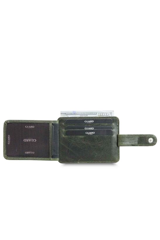 Guard Vertical Crazy Green Leather Card Holder