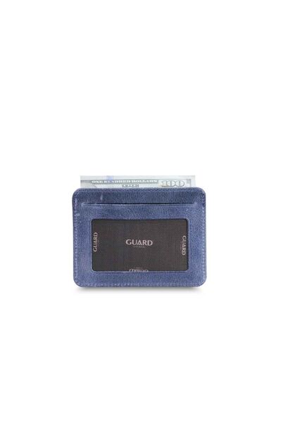 Guard - Guard Vertical Crazy Navy Blue Leather Card Holder (1)