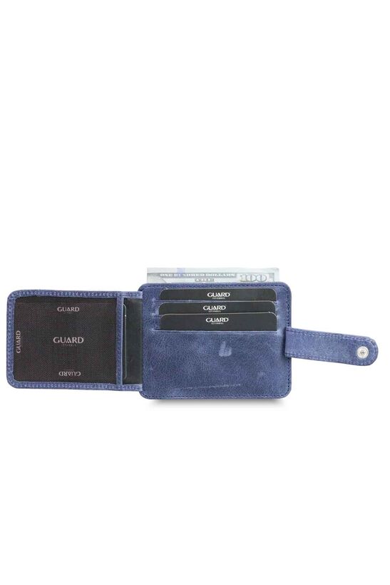 Guard Vertical Crazy Navy Blue Leather Card Holder