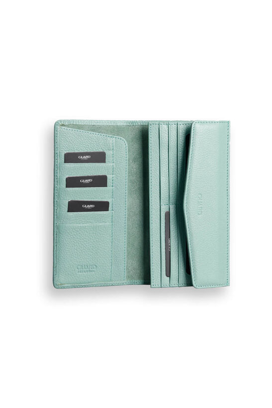 Guard Water Green Leather Women's Wallet with Phone Entry