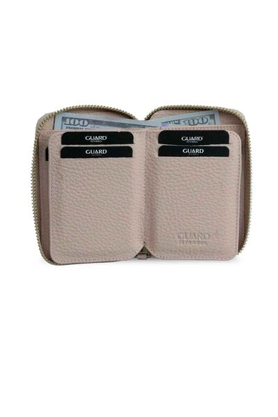 Guard Zipper Powder Leather Mini Wallet - Thumbnail