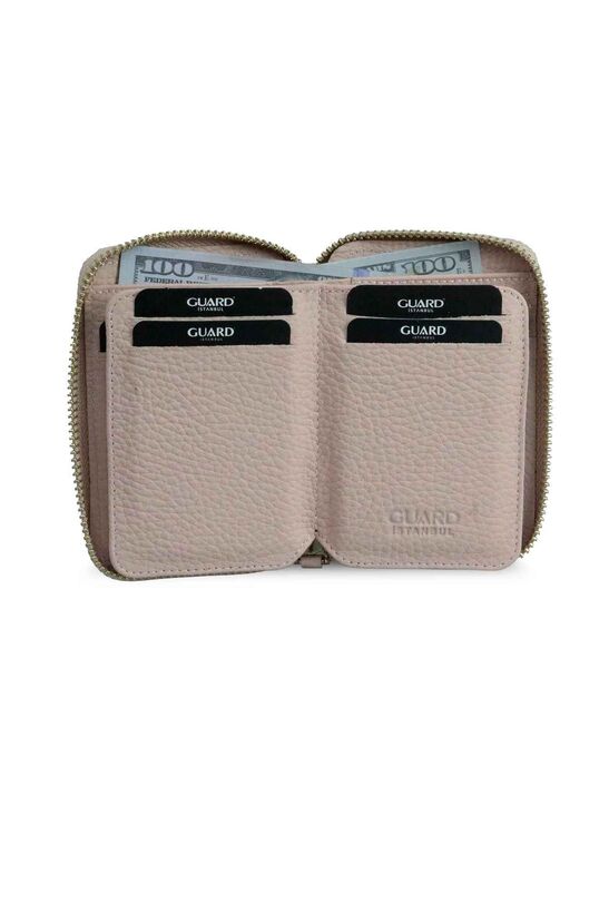 Guard Zipper Powder Leather Mini Wallet