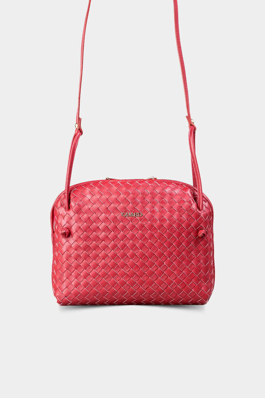 Guard Hand-knitted Red Leather Women's Bag