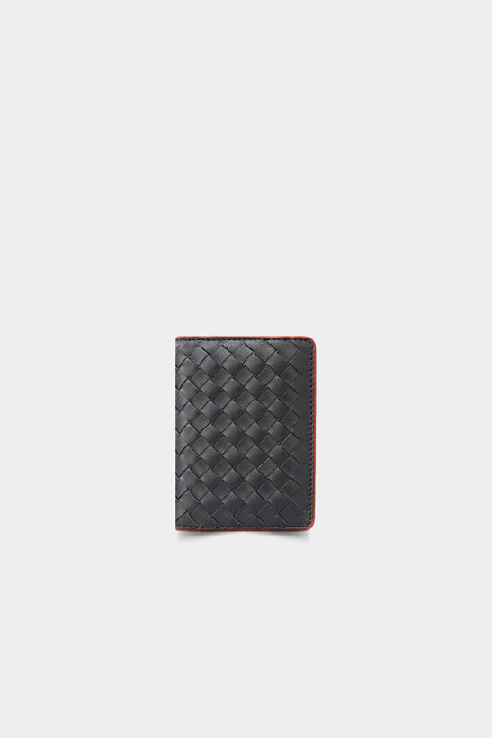 Guard Knit Printed Black Leather Card Holder