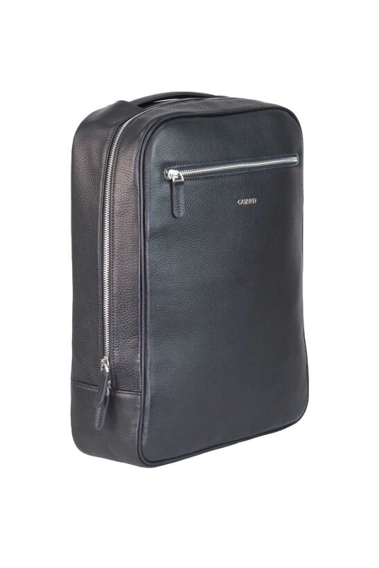Guard Black Leather Backpack with Laptop Entry