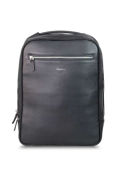 Guard - Guard Black Leather Backpack with Laptop Entry (1)