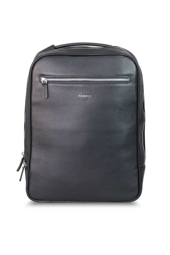 Guard Black Leather Backpack with Laptop Entry