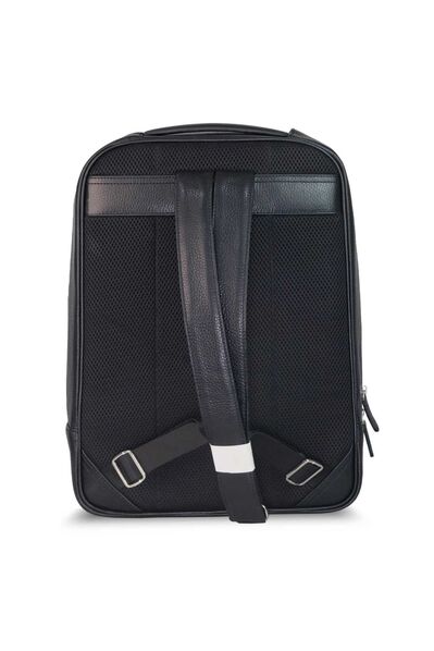 Guard Black Leather Backpack with Laptop Entry - Thumbnail