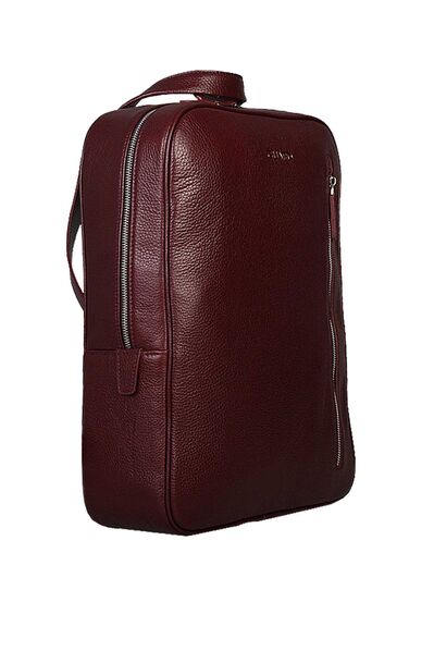 Guard Claret Red Leather Backpack with Laptop Entry - Thumbnail