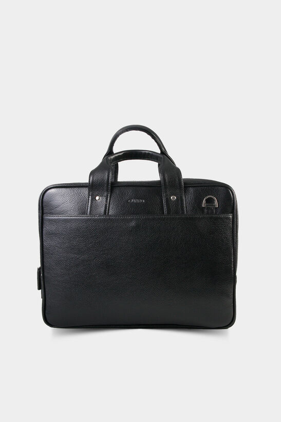 Guard Laptop Entry Black Leather Briefcase