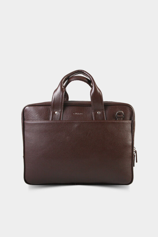 Guard Laptop Entry Brown Leather Briefcase