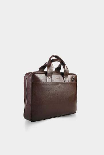 Guard Laptop Entry Brown Leather Briefcase - Thumbnail