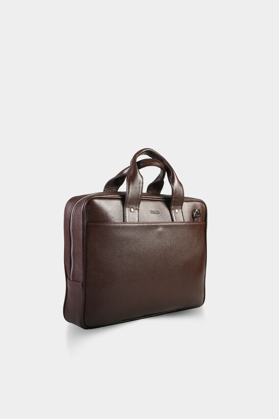 Guard Laptop Entry Brown Leather Briefcase